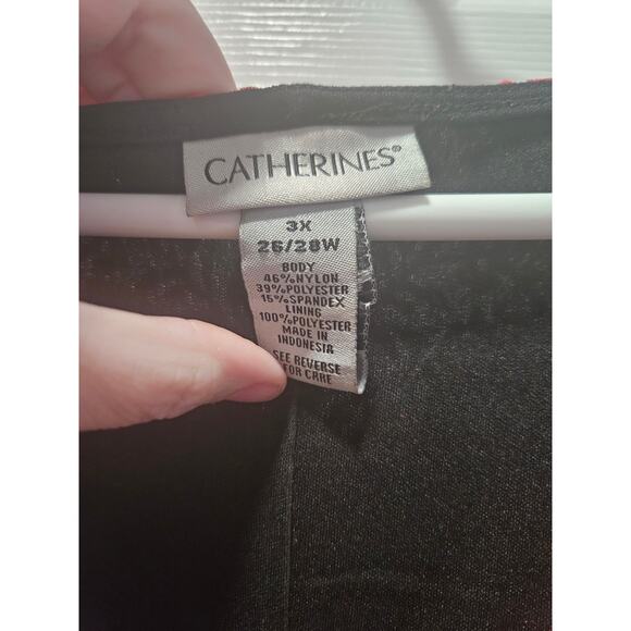 Catherines Red Black Burnout Velvet Goth Romantic Dress 3X 26/28W Ruffle Hem - Picture 2 of 5